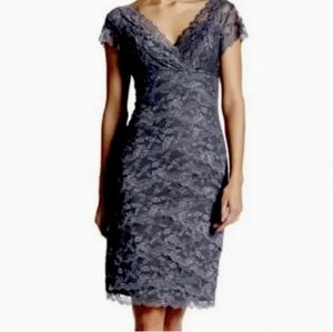 Gray Cocktail Tiered Lace Dress with Sequins  Size 4